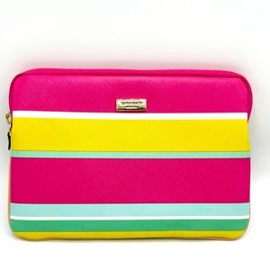Kate Spade Striped Small Tablet Case Phone Clutch Padded Pink Yellow Spring 9”